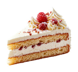 Delicious raspberry cream cake slice bakery food isolated on transparent background
