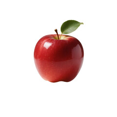 Red apple, glossy skin, green leaf, apple slice, fresh fruit