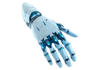 Robotic hand design showcasing advanced technology isolated on transparent background