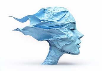 Fototapeta premium The concept of human stress and anxiety is represented by a person overwhelmed by fear and psychological pain, symbolized by crumpled paper signifying distress and depression symptoms or mental