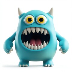 Fototapeta premium Exuberant cartoon monster with a wide, toothy grin.