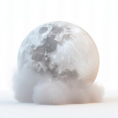 Full moon resting on a cloud of ethereal mist.