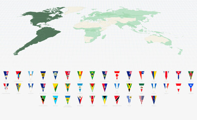 Obraz premium Complete Set of American Country Flags in Vertical Triangle Format.