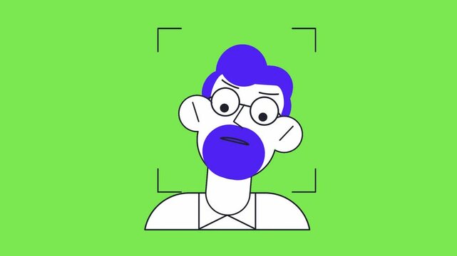 Animated Minimalist Portrait Framing Scene with a Character on a Green Screen Background