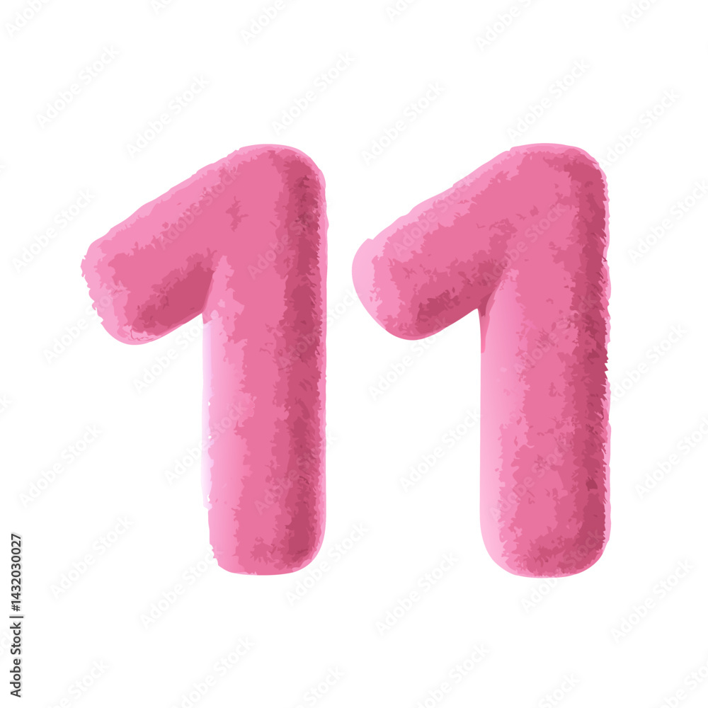 Poster digital illustration presents the number 