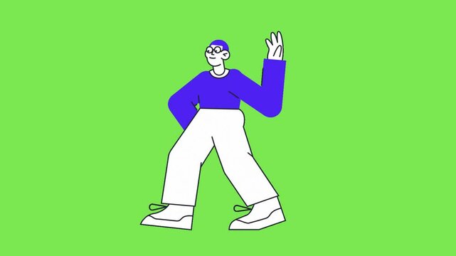 Animated Minimalist Character of a Man in Thoughtful Pose, Perfect for Explainer Videos, Educational Content, and Presentations