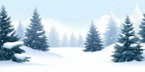 Fototapeta premium Snowy Pines Winter Scene with Falling Snow, snow ,forest