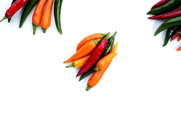 Chili peppers on a white background.