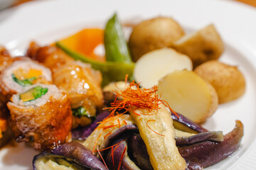豚肉野菜巻きと茄子の和風定食
