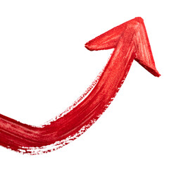 Hand drawn red arrow with artistic brushstroke vector illustration