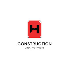 Obraz premium minimalist letter h logo design for construction company
