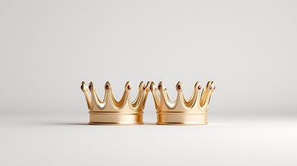 Pair of Golden Crowns on White Background