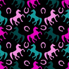 Christmas animals seamless horse pattern for wrapping paper and fabrics