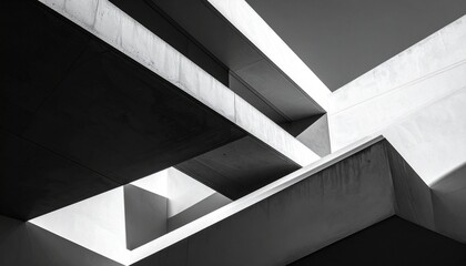 Fototapeta premium Modernist architectural geometric photo with extreme minimalist composition in black and white