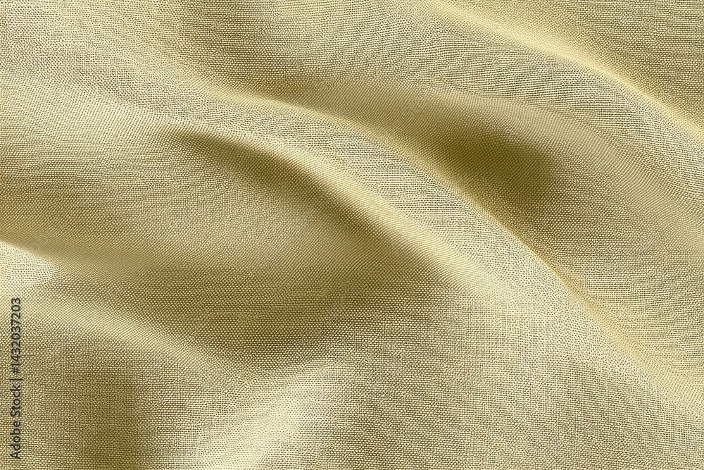 Poster close-up shot of a light yellow fabric with soft waves, revealing a subtle texture and intricate wov