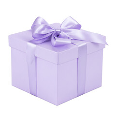 Obraz premium Isolated soft lavender square gift box with a purple bow perfect for celebrations and special occasions