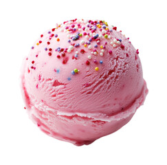 Scoops of pink ice cream with sprinkles dessert table sweetness isolated on transparent background