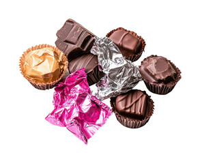 Delicious assortment of chocolates dessert table food bright isolated on transparent background