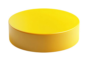 Bright yellow circular shape product minimalist design isolated on transparent background