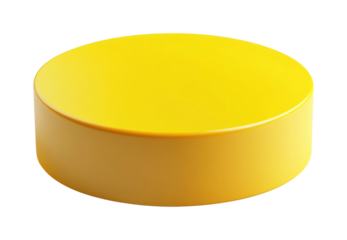 Bright yellow circular shape product minimalist design isolated on transparent background