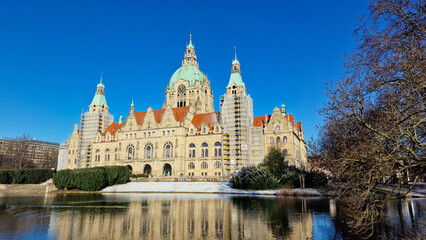 A Detailed Reflection on the Historic Architecture of the Beautiful Hanover Town Hall Maschpark Hannover
