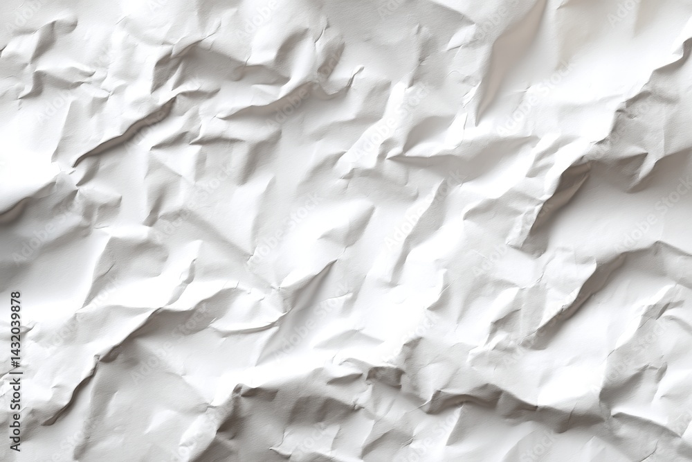Poster an overhead shot of crumpled white paper illuminated with a soft, diffused light highlighting the co