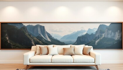 Modern Living Room with Mountain View