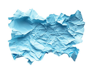 Crumpled blue paper texture abstract digital isolated on transparent background