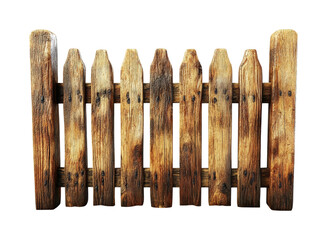 Wooden fence design rustic natural environment isolated on transparent background
