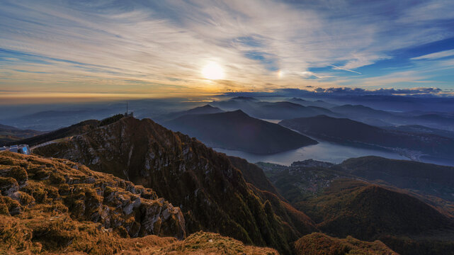 Evening view on Monte Generoso, on the border between Italy and Switzerland