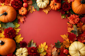 Pumpkin and Mum Arrangement in a Festive Autumn Frame