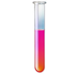 A test tube with red liquid is isolated on a transparent background in the PNG file.