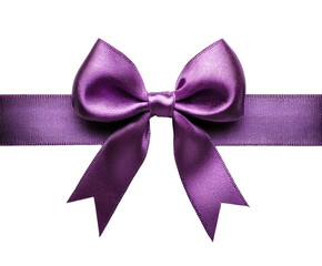 Elegant purple bow on ribbon gift decoration isolated on transparent background