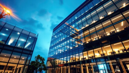 Fototapeta premium Modern office buildings at dusk