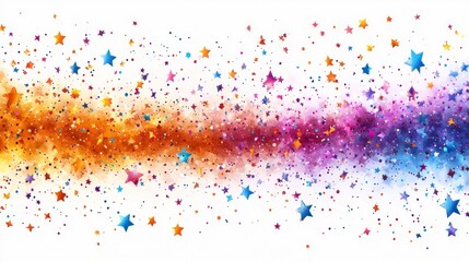 Obraz premium Celestial Starry Night: A vibrant watercolor explosion of colorful stars and cosmic dust, creating a magical and dreamy atmosphere.
