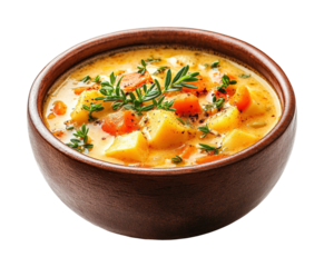 Delicious vegetable soup recipe kitchen food cozy isolated on transparent background