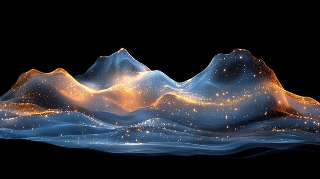 The visual display is enchanting, with golden and blue bokeh lights combining with smoky effects to form a captivating and otherworldly cosmic landscape that evokes wonder and enchantment