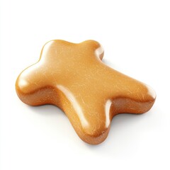 Baked gingerbread man, smooth surface, and textured design.