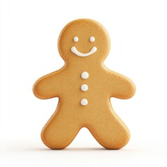 Gingerbread man cookie with icing details.