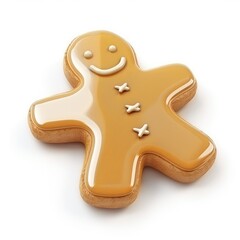 A delectable gingerbread man cookie, glazed and decorated.