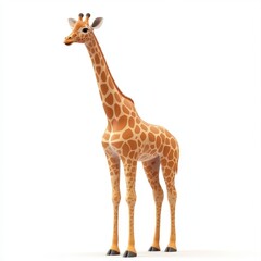Obraz premium Giraffe standing tall against a plain white background.