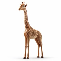 Obraz premium Cartoon giraffe, rendered in 3d, facing forward.