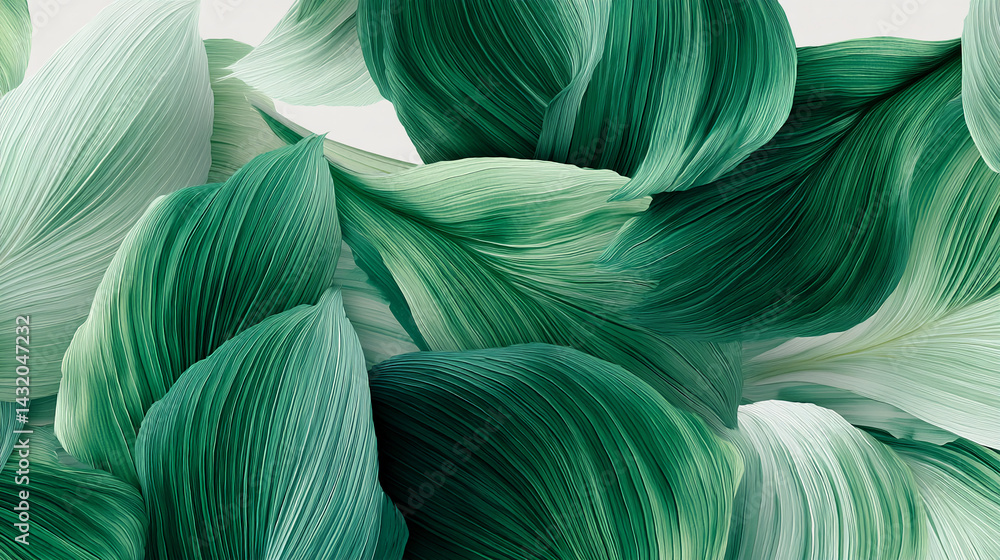 Poster abstract image of textured green leaves, creating a lush and vibrant visual. represents nature, grow