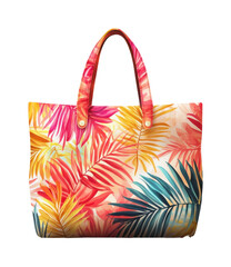 Tropical style handbag for summer outings beach fashion bright colors isolated on transparent background