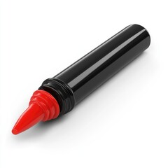 Glossy black marker with a pointed red tip.