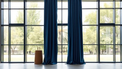 Fototapeta premium Modern space with large windows