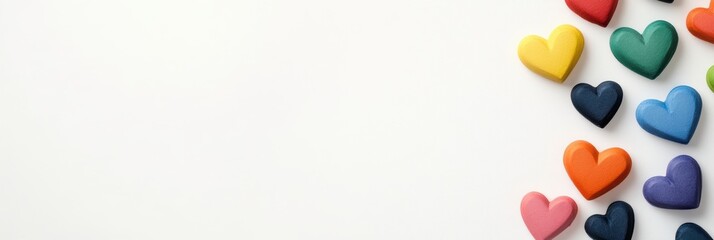 event design, elegant pride-themed gradient background adorned with translucent icons and a clean center frame for customized event titles