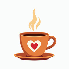 Obraz premium coffee cup with heart emblem warm beverage illustration