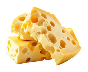 Melted cheese blocks kitchen counter food bright lighting isolated on transparent background