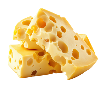 Melted cheese blocks kitchen counter food bright lighting isolated on transparent background